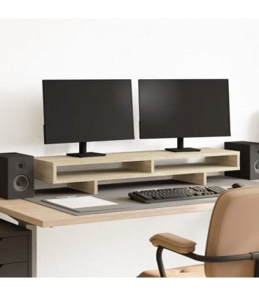 vidaXL Monitor Stand Sonoma Oak 100x27x15 cm Engineered Wood — Size: 100 x 27 x 15 cm