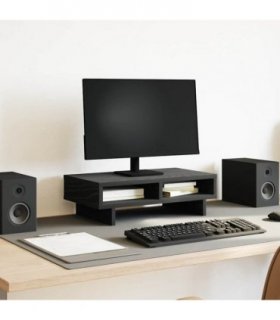 vidaXL Monitor Stand Black Oak 50x27x15 cm Engineered Wood — Size: 50 x 27 x 15 cm