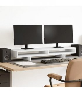 vidaXL Monitor Stand White 100x27x15 cm Engineered Wood — Size: 100 x 27 x 15 cm
