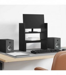 vidaXL Monitor Desk Stand Black Oak 40 x 17x 41 cm Engineered Wood