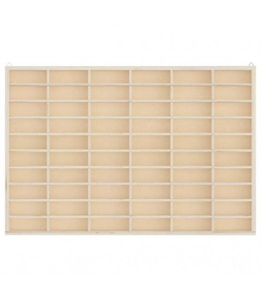 vidaXL Wooden Collector's Display Case with 60 Compartments 60x4.5x40.5cm — Size: 60 x 4.5 x 40.5 cm
