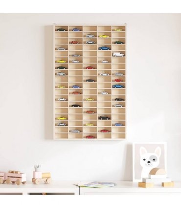 vidaXL Wooden Collector's Display Case with 90 Compartments 50.5x4.5x79cm — Size: 50.5 x 4.5 x 79 cm