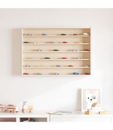 vidaXL Wooden Collector's Display Case with 6 Shelves 80x8.5x55cm — Size: 80 x 8.5 x 55 cm