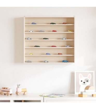 vidaXL Wooden Collector's Display Case with 6 Shelves 60x8.5x55cm — Size: 60 x 8.5 x 55 cm