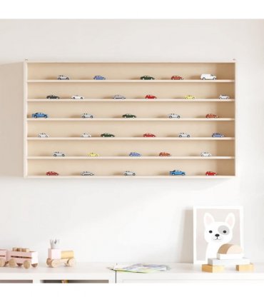 vidaXL Wooden Collector's Display Case with 6 Shelves 100x9x55 cm — Size: 100 x 9 x 55 cm