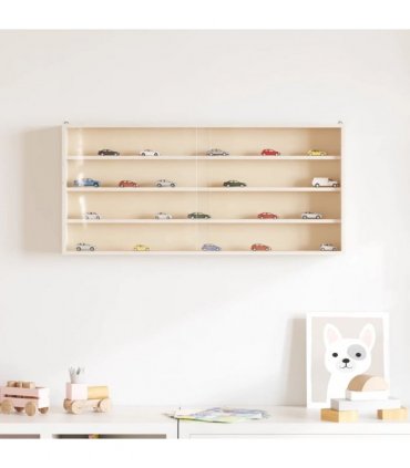 vidaXL Wooden Collector's Display Case with Doors 80x8.5x37cm — Size: 80 x 8.5 x 37 cm