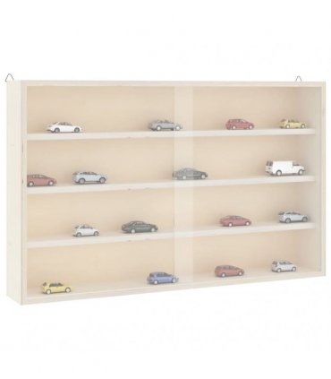 vidaXL Wooden Collector's Display Case with Doors 60x8.5x37cm — Size: 60 x 8.5 x 37 cm