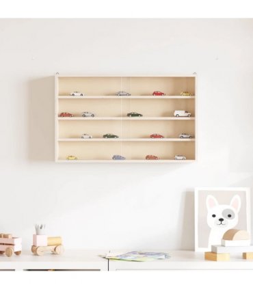 vidaXL Wooden Collector's Display Case with Doors 60x8.5x37cm — Size: 60 x 8.5 x 37 cm