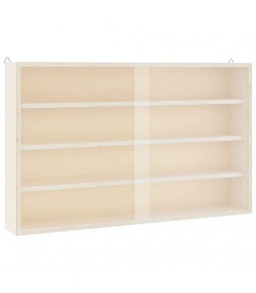 vidaXL Wooden Collector's Display Case with Doors 60x8.5x37cm — Size: 60 x 8.5 x 37 cm