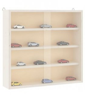 vidaXL Wooden Collector's Display Case with Doors 40x8.5x37cm — Size: 40 x 8.5 x 37 cm