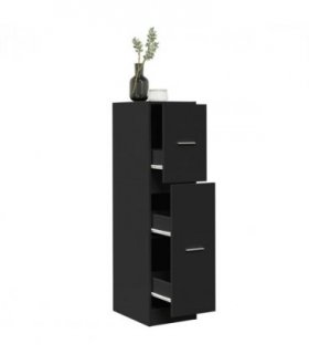 vidaXL Apothecary Cabinet Black 30x41x118 cm Engineered Wood — Size: 30 x 41 x 118 cm