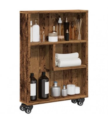 vidaXL Narrow Storage Trolley Old Wood 48x13x68 cm Engineered Wood