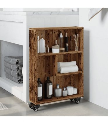vidaXL Narrow Storage Trolley Old Wood 48x13x68 cm Engineered Wood