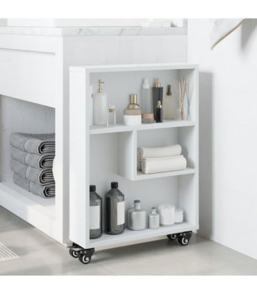 vidaXL Narrow Storage Trolley White 48x13x68 cm Engineered Wood