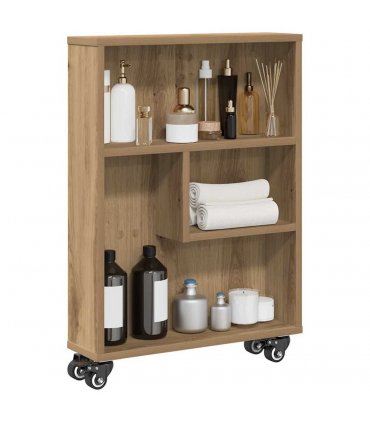 vidaXL Narrow Storage Trolley Artisian Oak 48x13x68 cm Engineered Wood