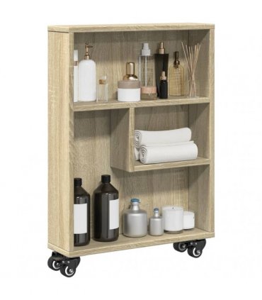 vidaXL Narrow Storage Trolley Sonoma Oak 48x13x68 cm Engineered Wood