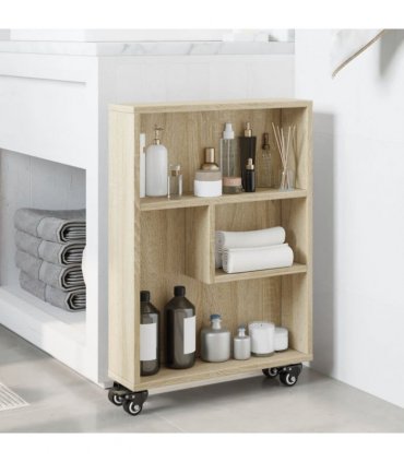 vidaXL Narrow Storage Trolley Sonoma Oak 48x13x68 cm Engineered Wood