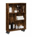 vidaXL Narrow Storage Trolley Smoked Oak 48x13x68 cm Engineered Wood
