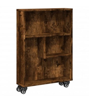 vidaXL Narrow Storage Trolley Smoked Oak 48x13x68 cm Engineered Wood