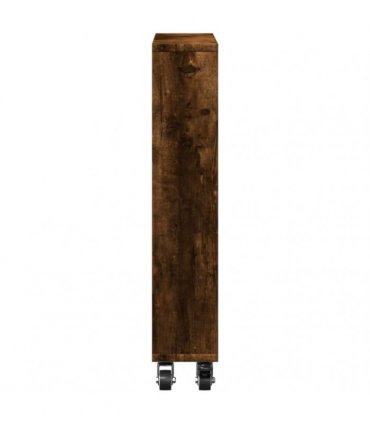 vidaXL Narrow Storage Trolley Smoked Oak 48x13x68 cm Engineered Wood