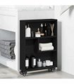 vidaXL Narrow Storage Trolley Black Oak 48 x 13 x 68 cm