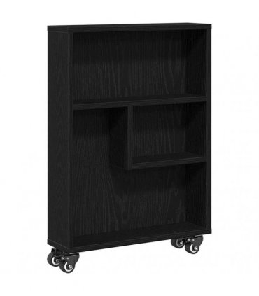 vidaXL Narrow Storage Trolley Black Oak 48 x 13 x 68 cm