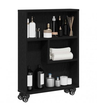 vidaXL Narrow Storage Trolley Black Oak 48 x 13 x 68 cm