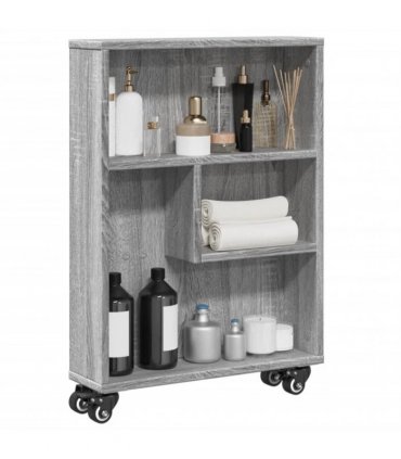 vidaXL Narrow Storage Trolley Grey Sonoma 48x13x68 cm Engineered Wood