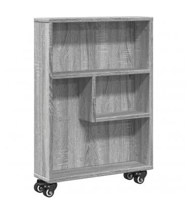 vidaXL Narrow Storage Trolley Grey Sonoma 48x13x68 cm Engineered Wood
