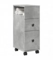 vidaXL Narrow Bathroom Cabinet with Wheels Concrete Grey Engineered Wood
