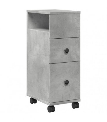 vidaXL Narrow Bathroom Cabinet with Wheels Concrete Grey Engineered Wood
