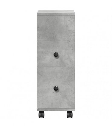 vidaXL Narrow Bathroom Cabinet with Wheels Concrete Grey Engineered Wood