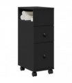 vidaXL Narrow Bathroom Cabinet with Wheels Black Engineered Wood