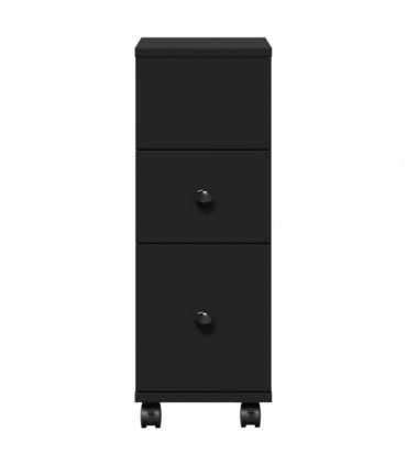 vidaXL Narrow Bathroom Cabinet with Wheels Black Engineered Wood
