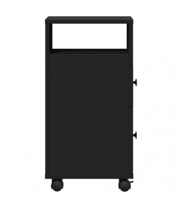 vidaXL Narrow Bathroom Cabinet with Wheels Black Engineered Wood