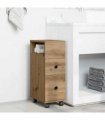 vidaXL Narrow Bathroom Cabinet with Wheels Artisan Oak Engineered Wood