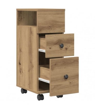 vidaXL Narrow Bathroom Cabinet with Wheels Artisan Oak Engineered Wood