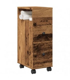 vidaXL Narrow Bathroom Cabinet with Wheels Old Wood Engineered Wood