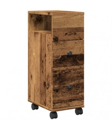 vidaXL Narrow Bathroom Cabinet with Wheels Old Wood Engineered Wood