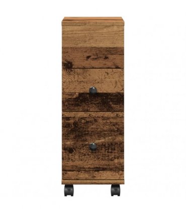 vidaXL Narrow Bathroom Cabinet with Wheels Old Wood Engineered Wood