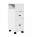 vidaXL Narrow Bathroom Cabinet with Wheels White Engineered Wood