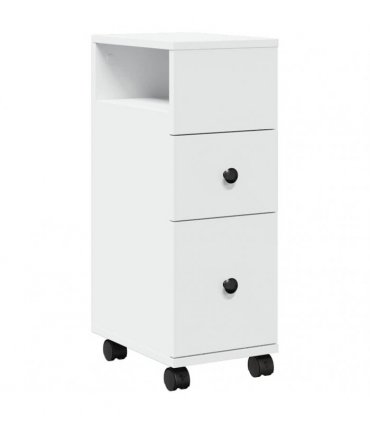 vidaXL Narrow Bathroom Cabinet with Wheels White Engineered Wood