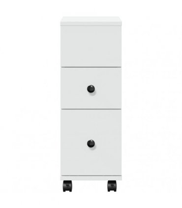 vidaXL Narrow Bathroom Cabinet with Wheels White Engineered Wood
