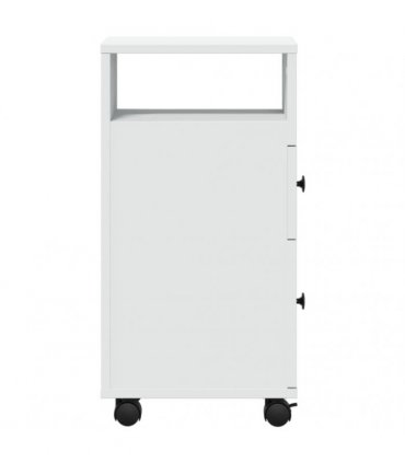 vidaXL Narrow Bathroom Cabinet with Wheels White Engineered Wood