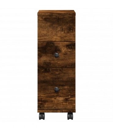 vidaXL Narrow Bathroom Cabinet with Wheels Smoked Oak Engineered Wood