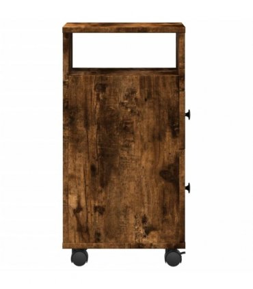vidaXL Narrow Bathroom Cabinet with Wheels Smoked Oak Engineered Wood