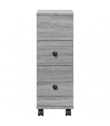 vidaXL Narrow Bathroom Cabinet with Wheels Grey Sonoma Engineered Wood