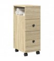 vidaXL Narrow Bathroom Cabinet with Wheels Sonoma Oak Engineered Wood