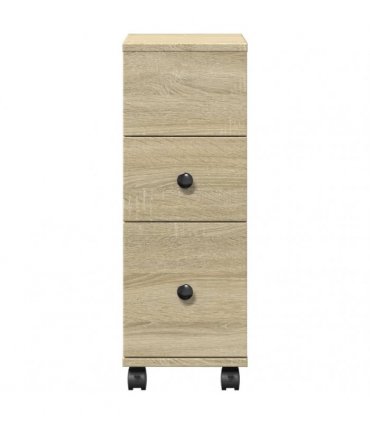 vidaXL Narrow Bathroom Cabinet with Wheels Sonoma Oak Engineered Wood