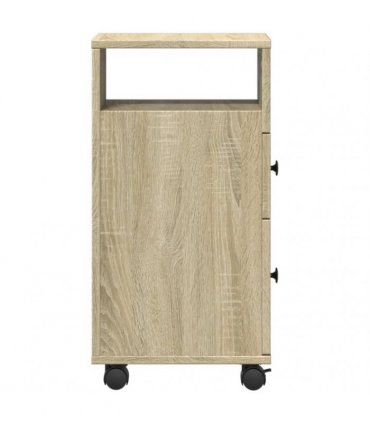 vidaXL Narrow Bathroom Cabinet with Wheels Sonoma Oak Engineered Wood